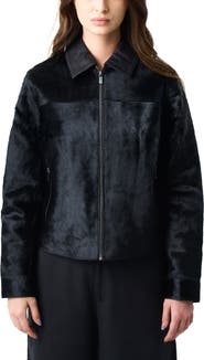 Velez Antares Jacket in Leather with Hair for Women, Trucker Silhouette