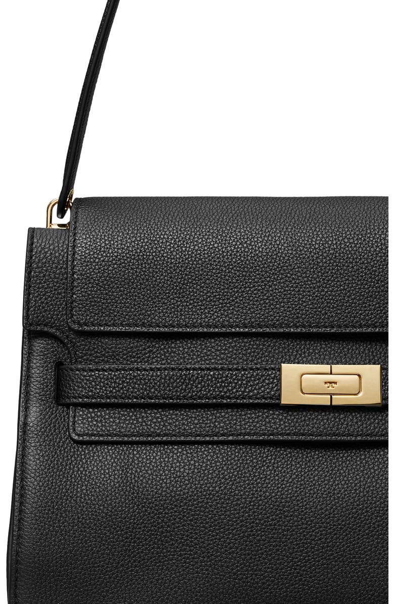 Tory Burch Large Lee Radziwill Pebble Leather Shoulder Bag, Alternate, color, Black