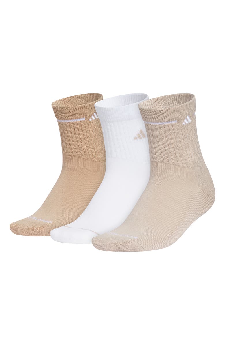 adidas Cushioned Sport 3-Pack Assorted Crew Socks, Main, color, Sandstone Beige/ White/ Beige