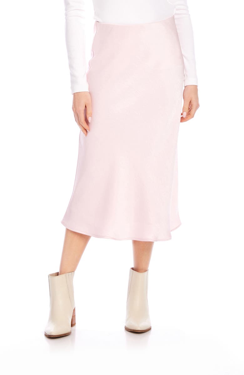 Karen Kane Bias Cut Satin Midi Skirt, Main, color, 