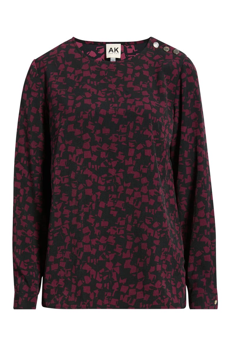 Print Button Shoulder Top, Alternate, color, ANNE BLACK/ CHIANTI