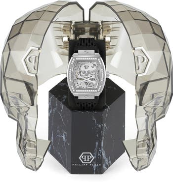 The Skeleton Silicone Strap Watch, 44mm