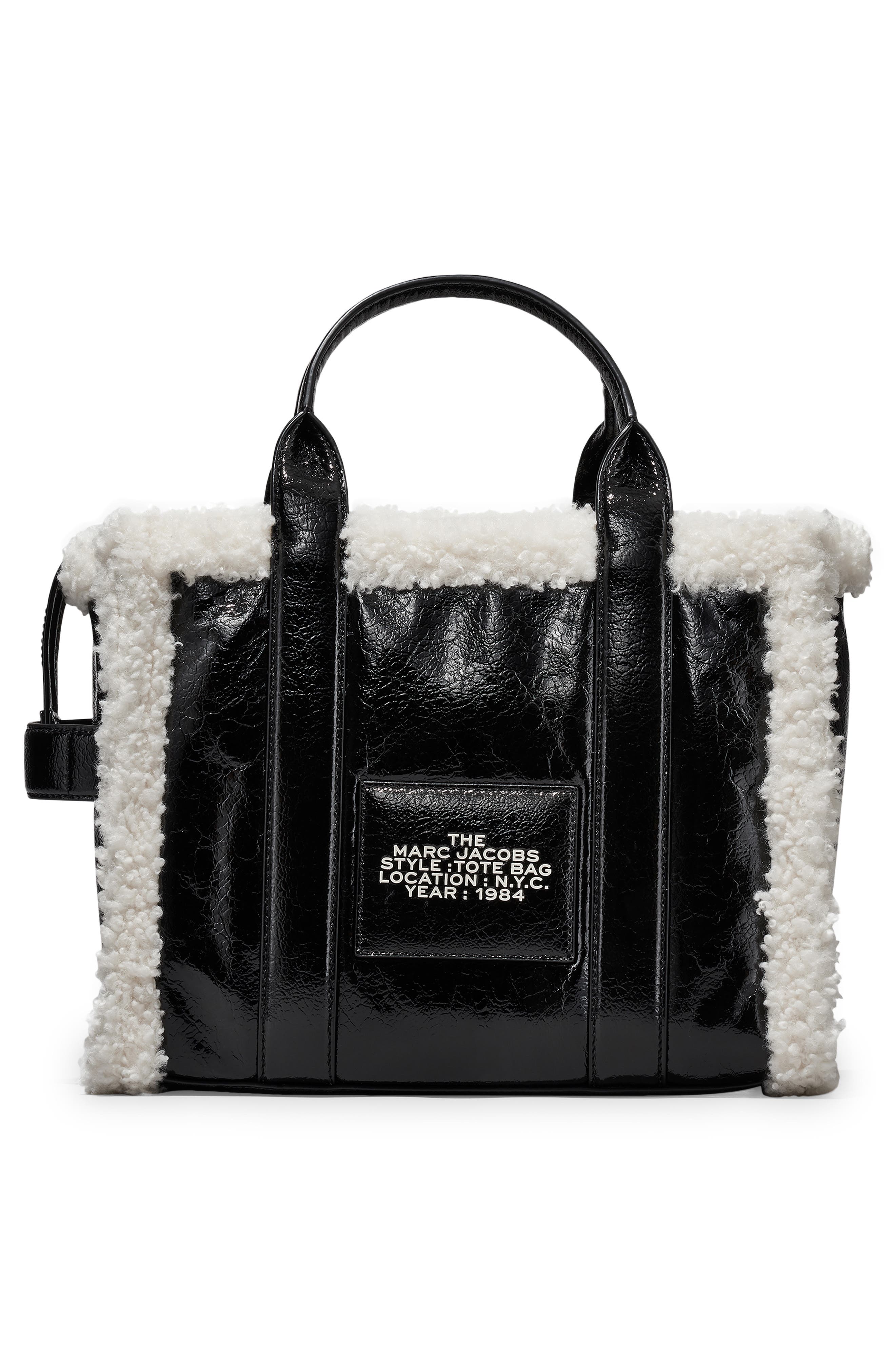 Marc Jacobs The Medium Traveler Faux Shearling Trim Tote, Alternate, color, 
