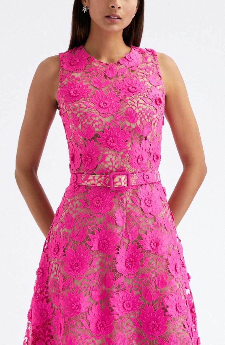 Oscar de la Renta Floral Lace A-Line Dress, Alternate, color,