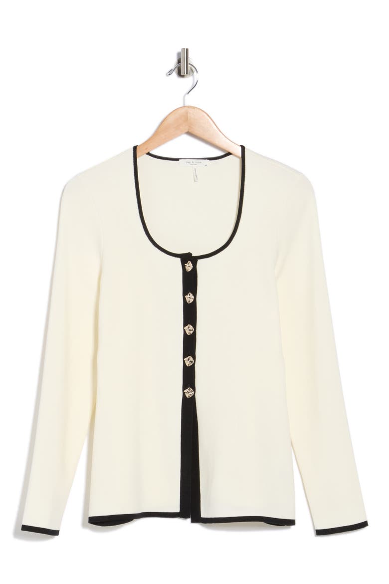 Ema Scoop Neck Cardigan, Alternate, color, CHALK
