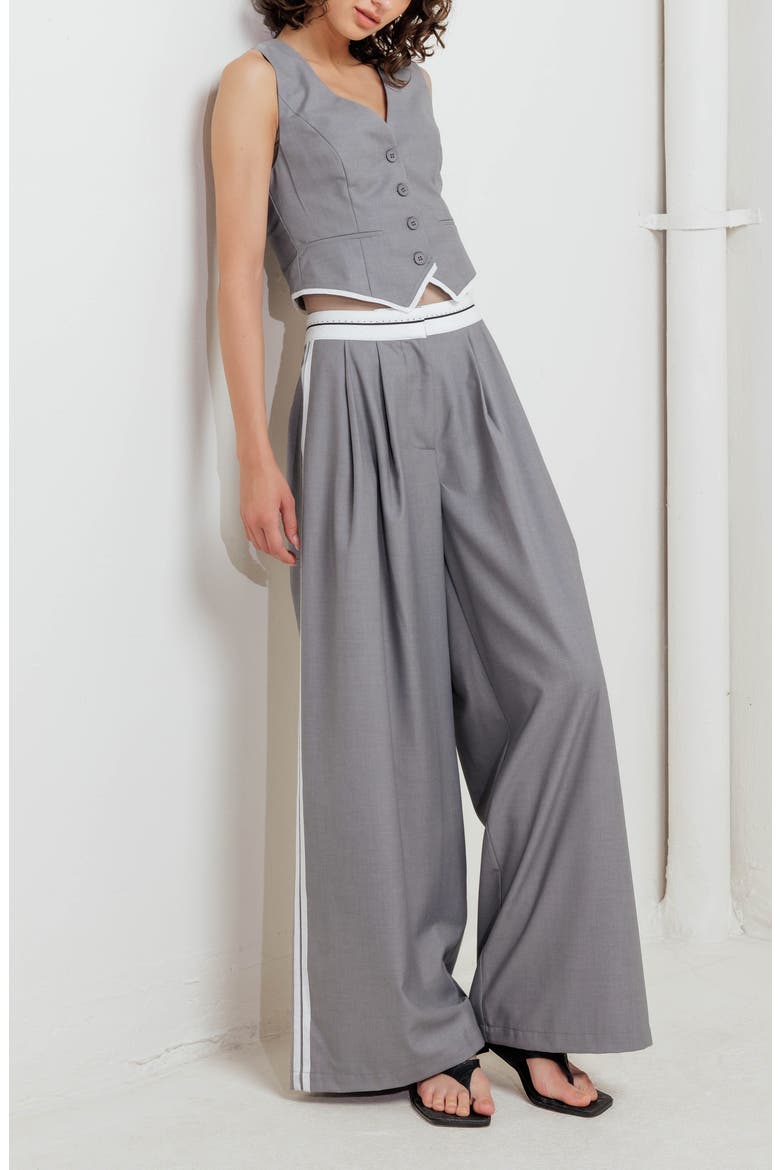 Contrast Trim Vest, Alternate, color, GREY