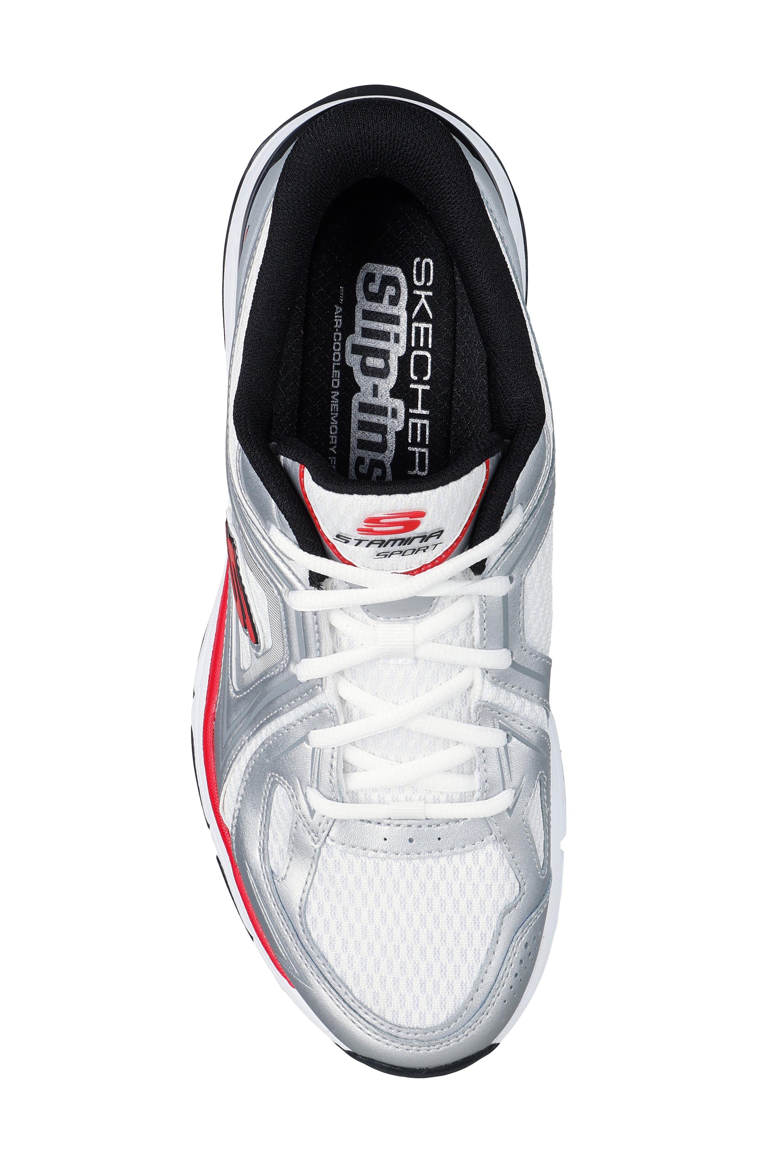 SKECHERS Stamina Slip-On Sneaker, Alternate, color, White/Silver/Red