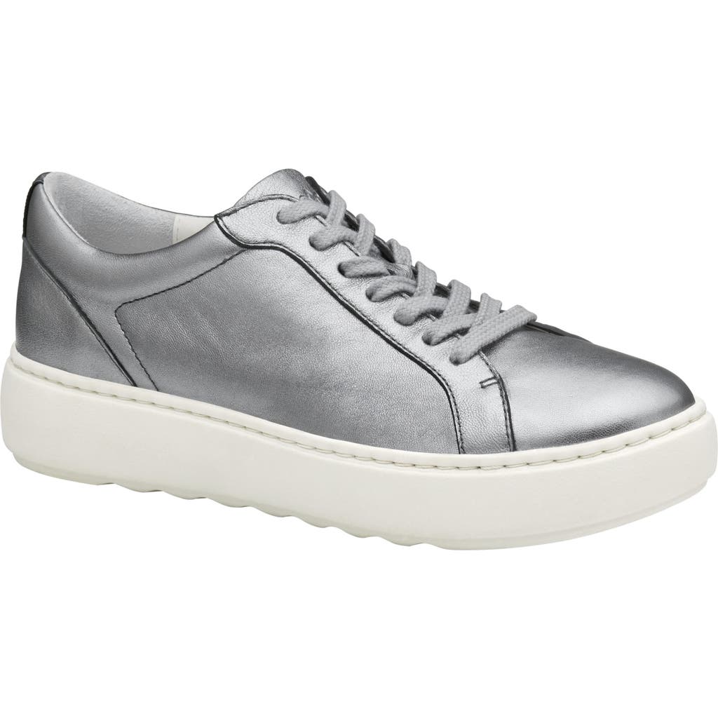Johnston & Murphy Cammie Low Top Sneaker In Pewter Italian Metallic