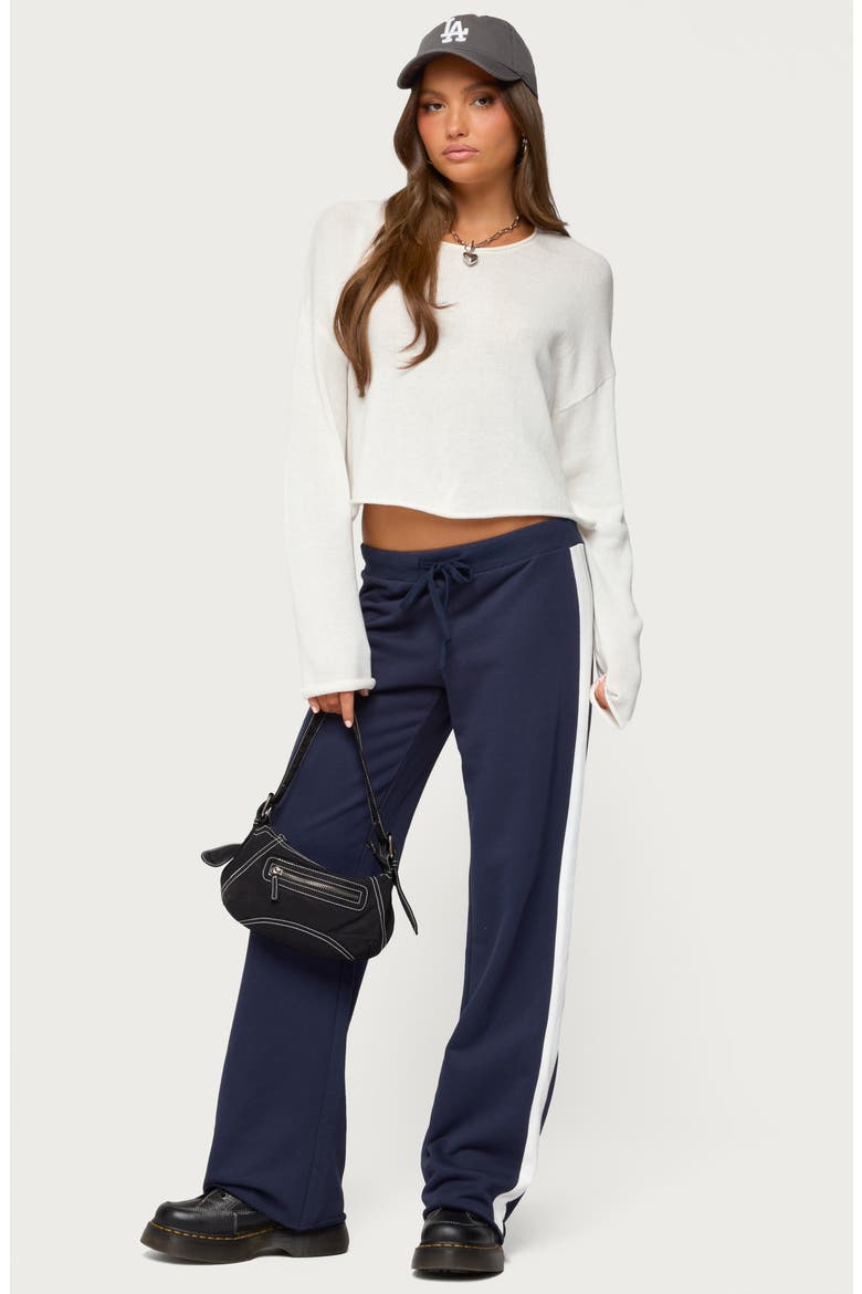 Leta Knit Long Sleeve Crop Top, Alternate, color, WHITE