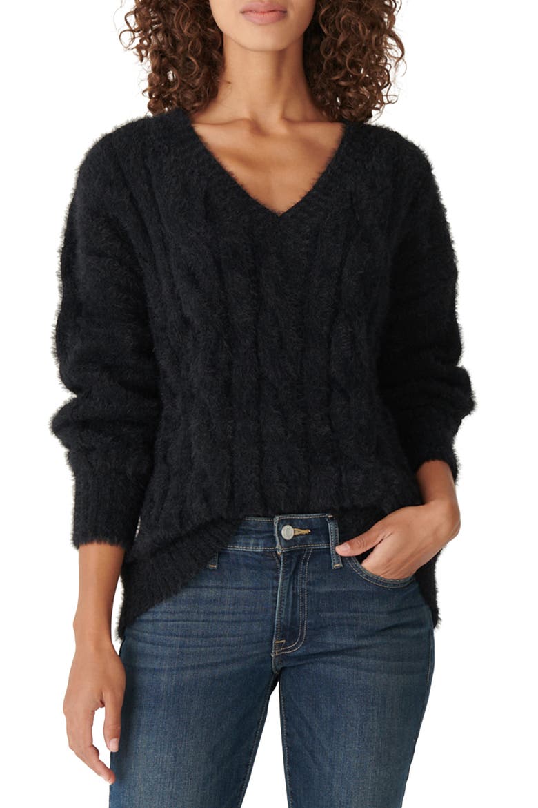 Eyelash Cable Sweater, Main, color, LUCKY BLACK