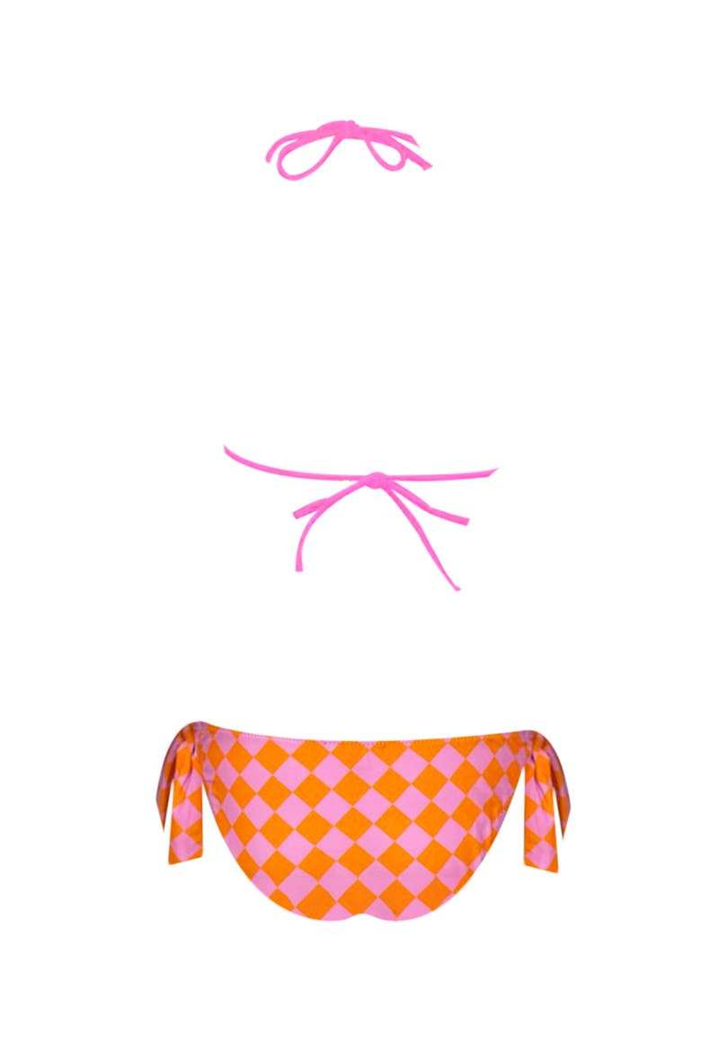 Triangle Checkered Print Two Piece Bikini, Big Kid, Alternate, color, Purple