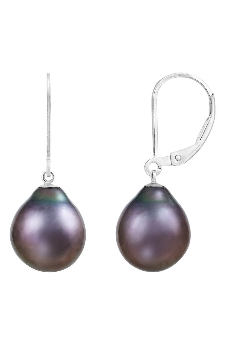SPLENDID PEARLS Rhodium Plated Sterling Silver 8-9mm Cultured Freshwater Pearl Dangling Earrings, Alternate, color, 