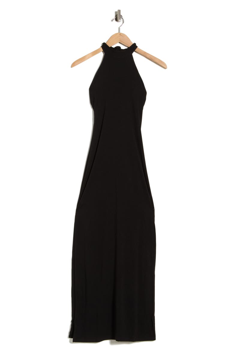 Faye Midi Halter Dress, Alternate, color, BLACK