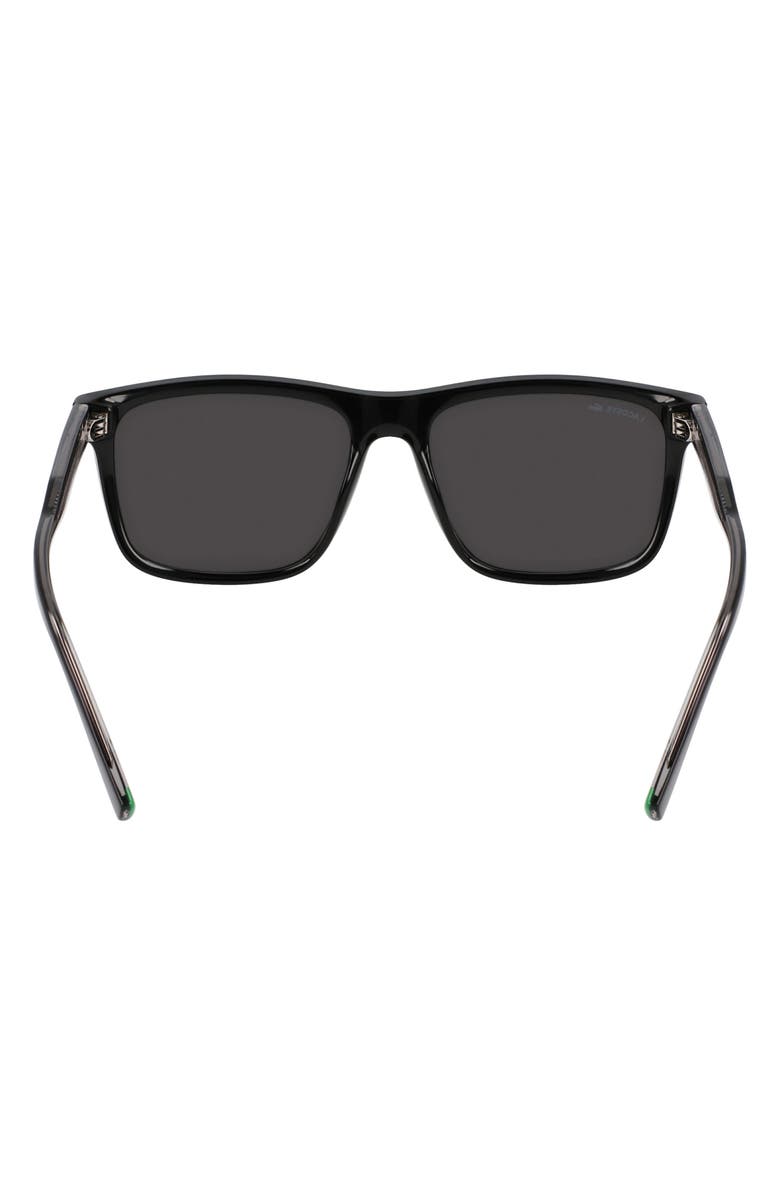 Lacoste Casual Elegance 56mm Rectangular Sunglasses, Alternate, color, Black