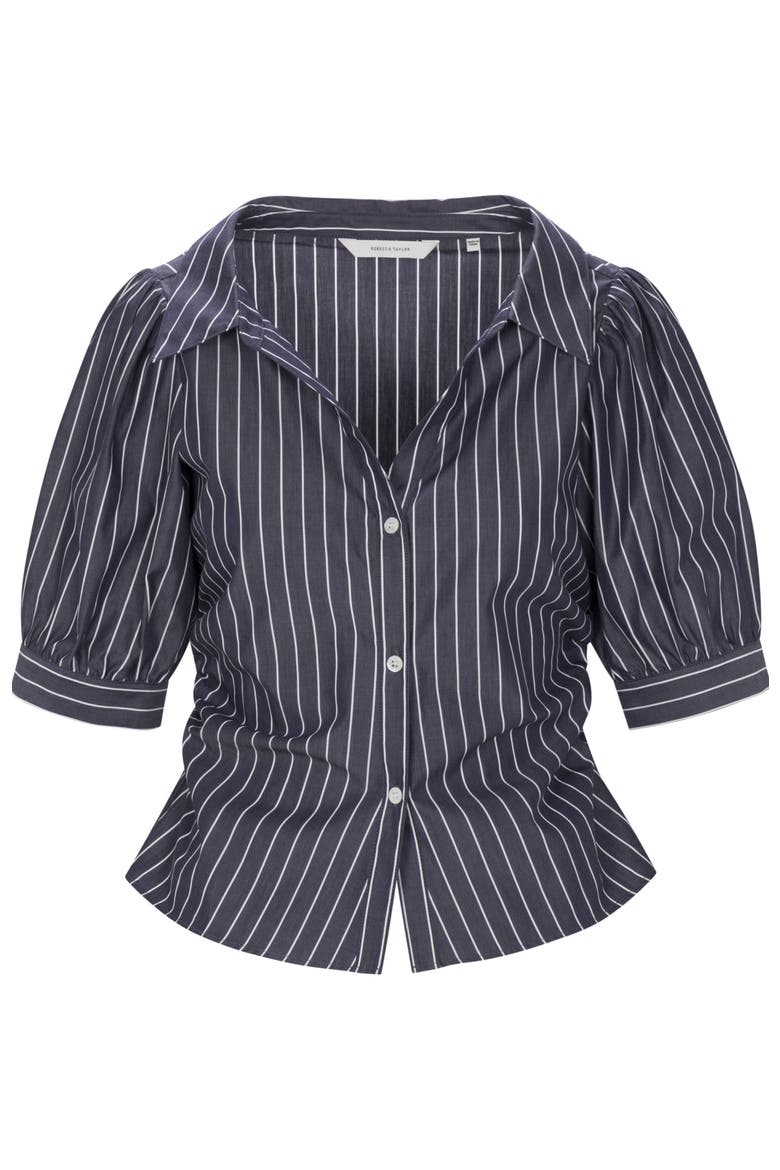 Isla Stripe Poplin Shirt, Alternate, color, Navy Stripe