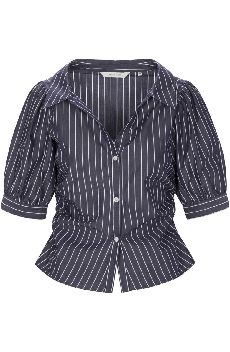 Rebecca Taylor Isla Stripe Poplin Shirt, Alternate, color, Navy Stripe