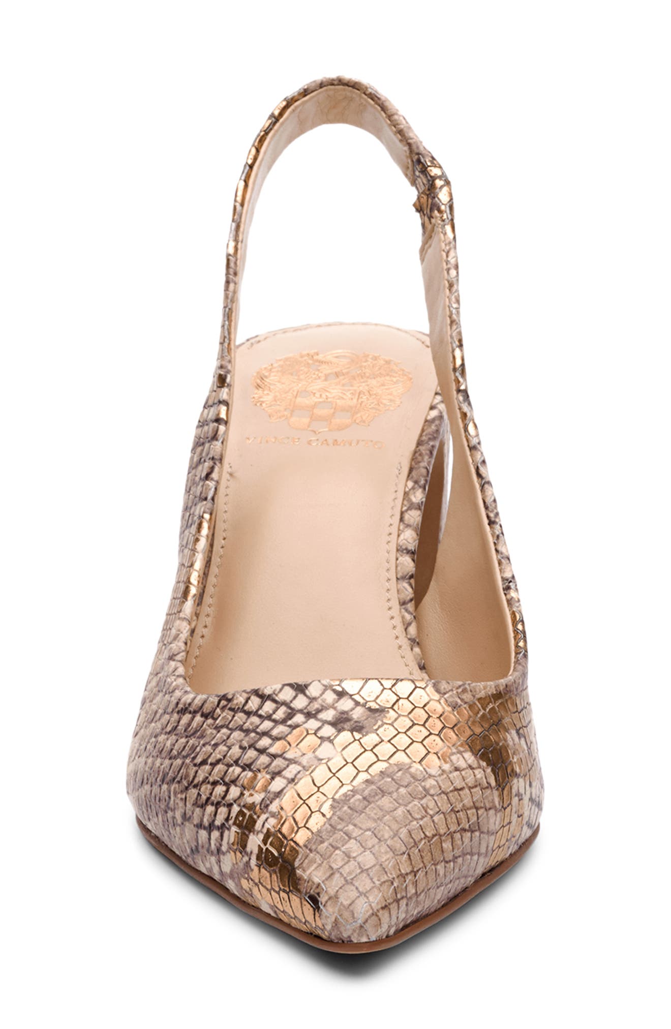 Hamden Pointed Toe Slingback Pump, Alternate, color, GOLD SOFT SNAKE LEATHER