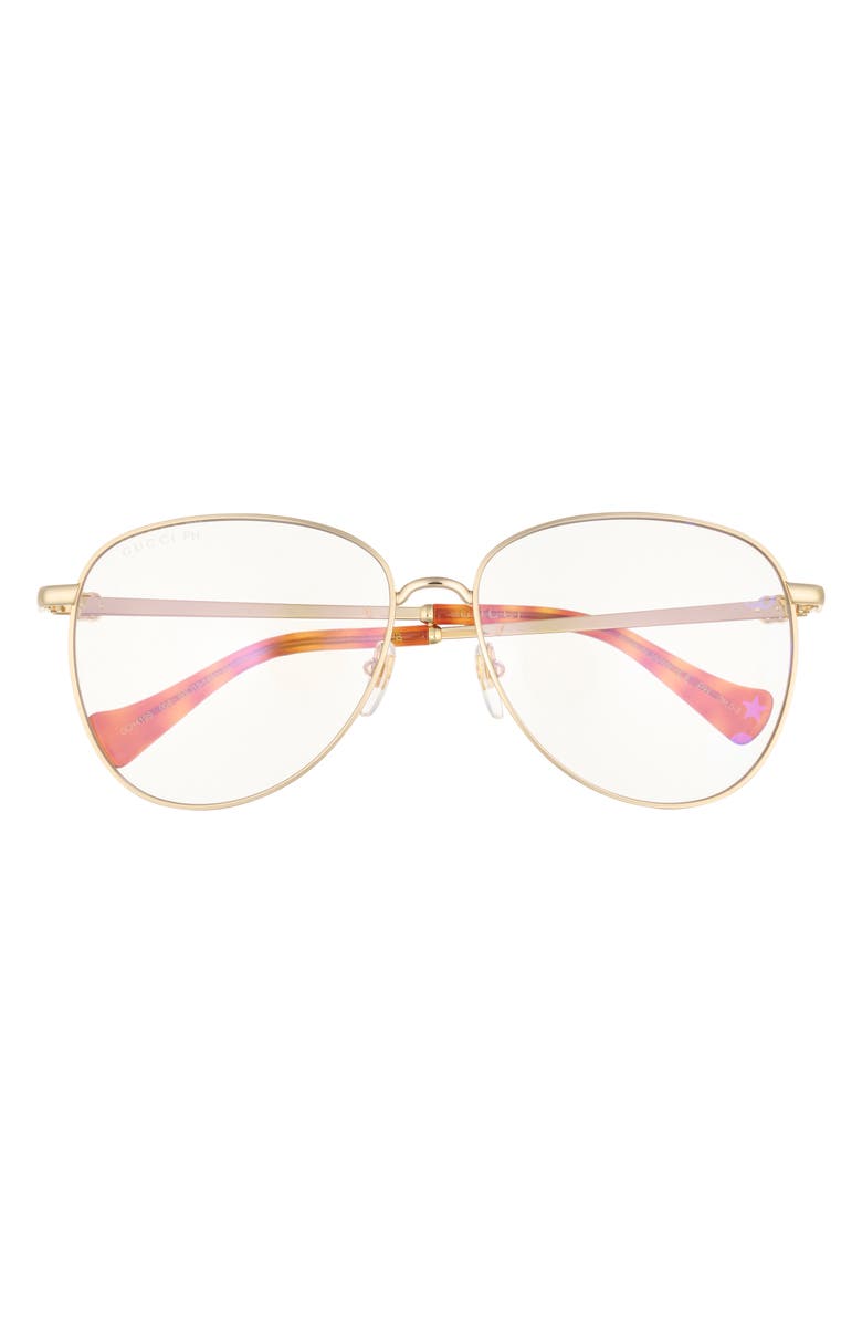 Gucci 60mm Novelty Optical Frames, Main, color, Gold Gold Transparent