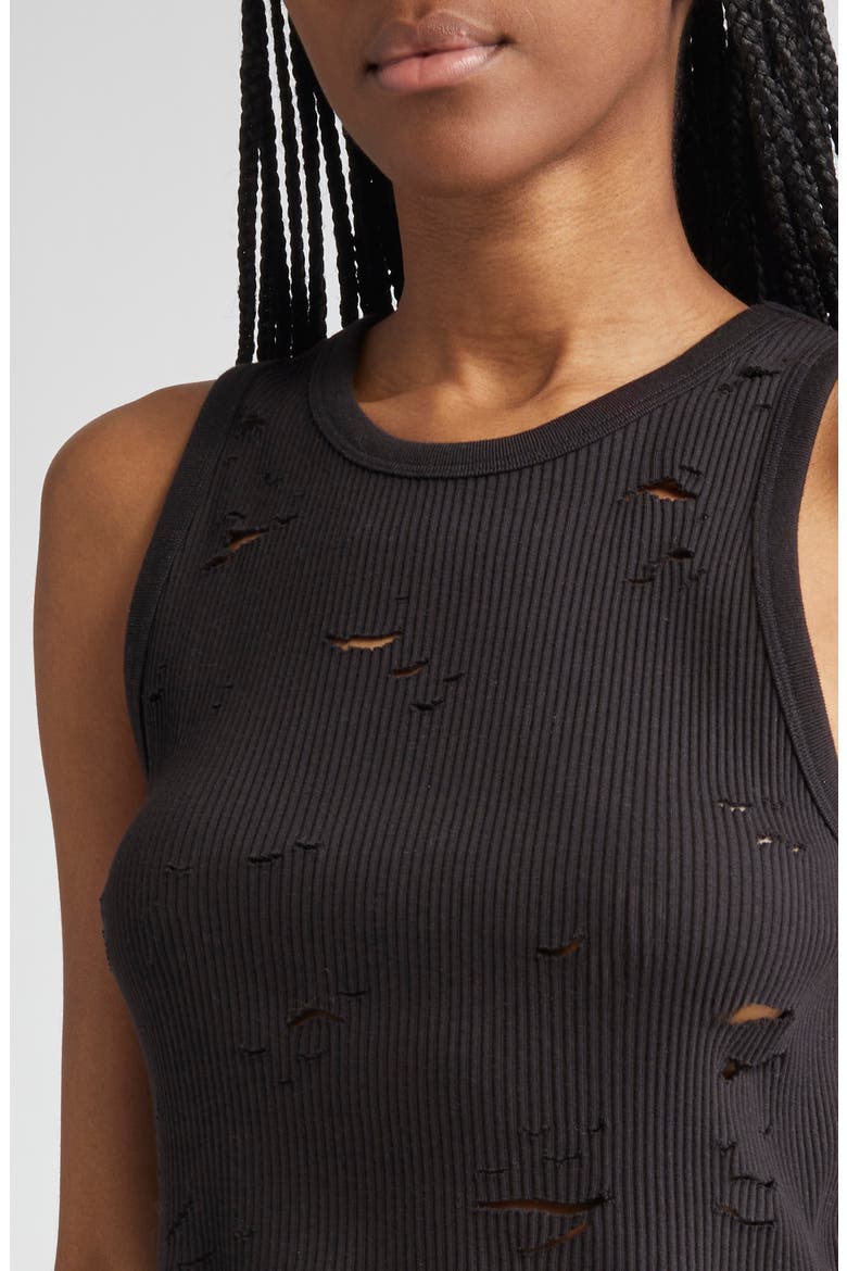 Distressed Cotton Crop Tank, Alternate, color, BLACK