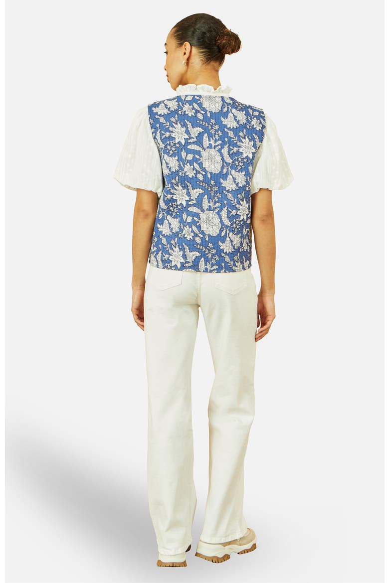 Floral Reversible Quilted Vest Jacket, Alternate, color, Blue