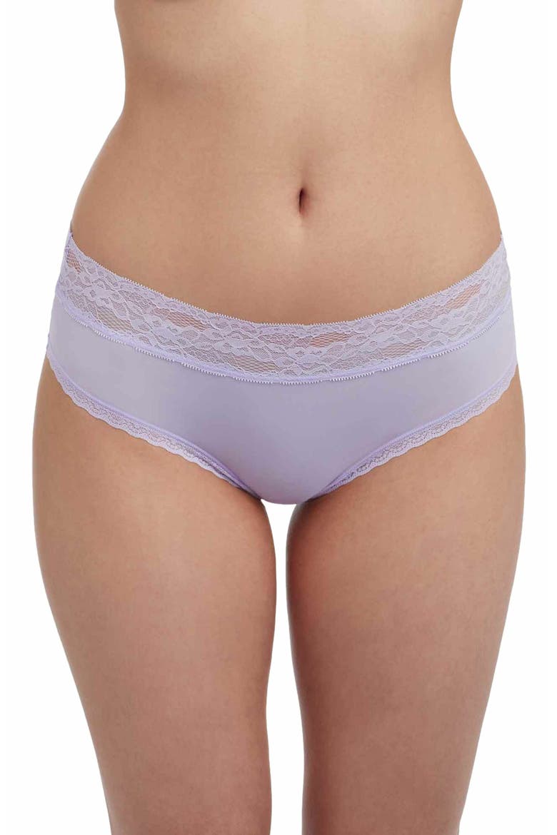 Goddess Lace Trim Hipster, Alternate, color, Ice Purple