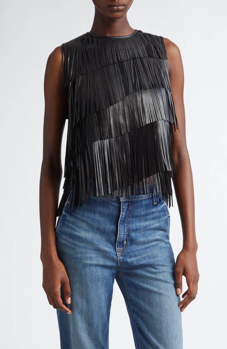 Ulla Johnson Leonie Leather Fringe Tank, Main, color,