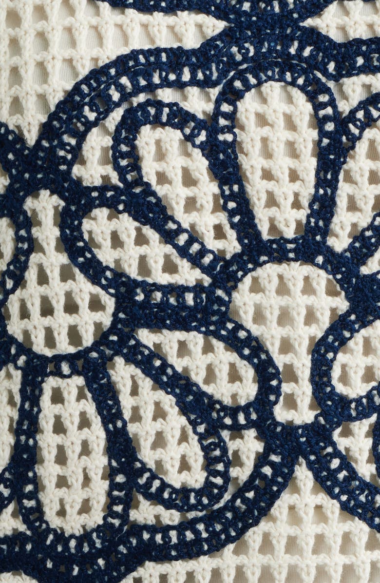 Madewell Rhoda Floral Embroidered Open Stitch Sweater, Alternate, color, Navy Floral Embroidery