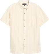 Roark Crosswinds Short Sleeve Cotton Blend Dobby Button-Up Shirt