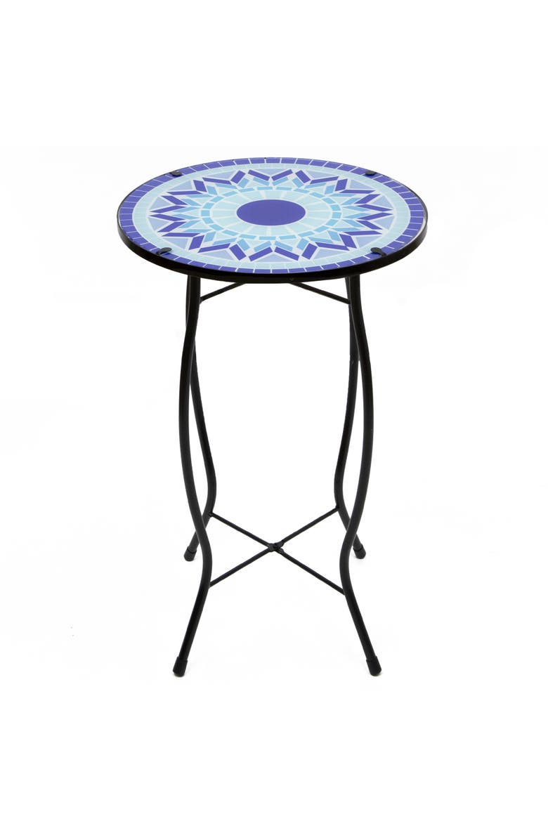 Northlight 19" Blue Sun Mosaic Glass Patio Side Table, Main, color, Blue