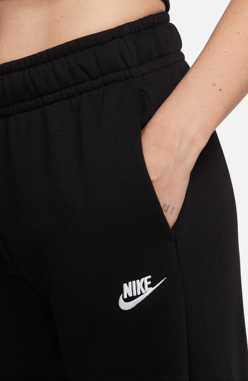 Nike Women's  Sportswear Club Fleece Mid-rise Wide-leg Sweatpants In Black/white
