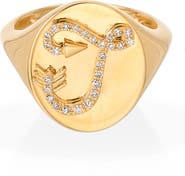 Adina Reyter Pavé Diamond Initial Signet Ring