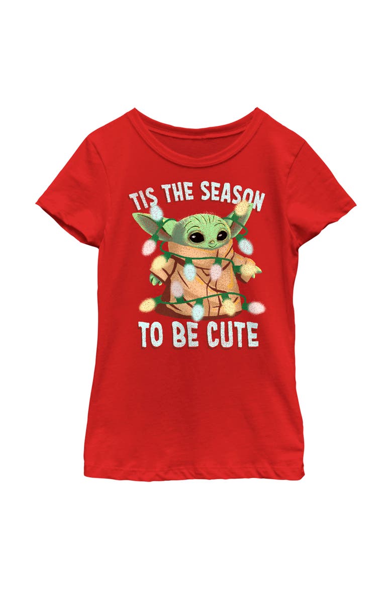 Girl's Star Wars The Mandalorian Christmas Grogu 'Tis the Season to be Cute Graphic Tee, Main, color, Red