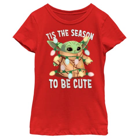 Girl's Star Wars The Mandalorian Christmas Grogu 'Tis the Season to be Cute  Graphic T-Shirt