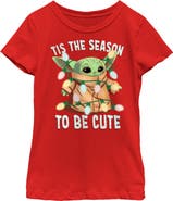 Star Wars: The Mandalorian Girl's Star Wars The Mandalorian Christmas Grogu 'Tis the Season to be Cute  Graphic T-Shirt