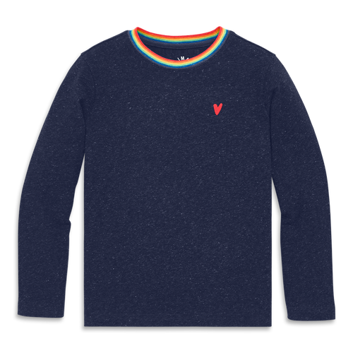 Primary Kids Long Sleeve Heathered Embroidered Heart Tee In Brown