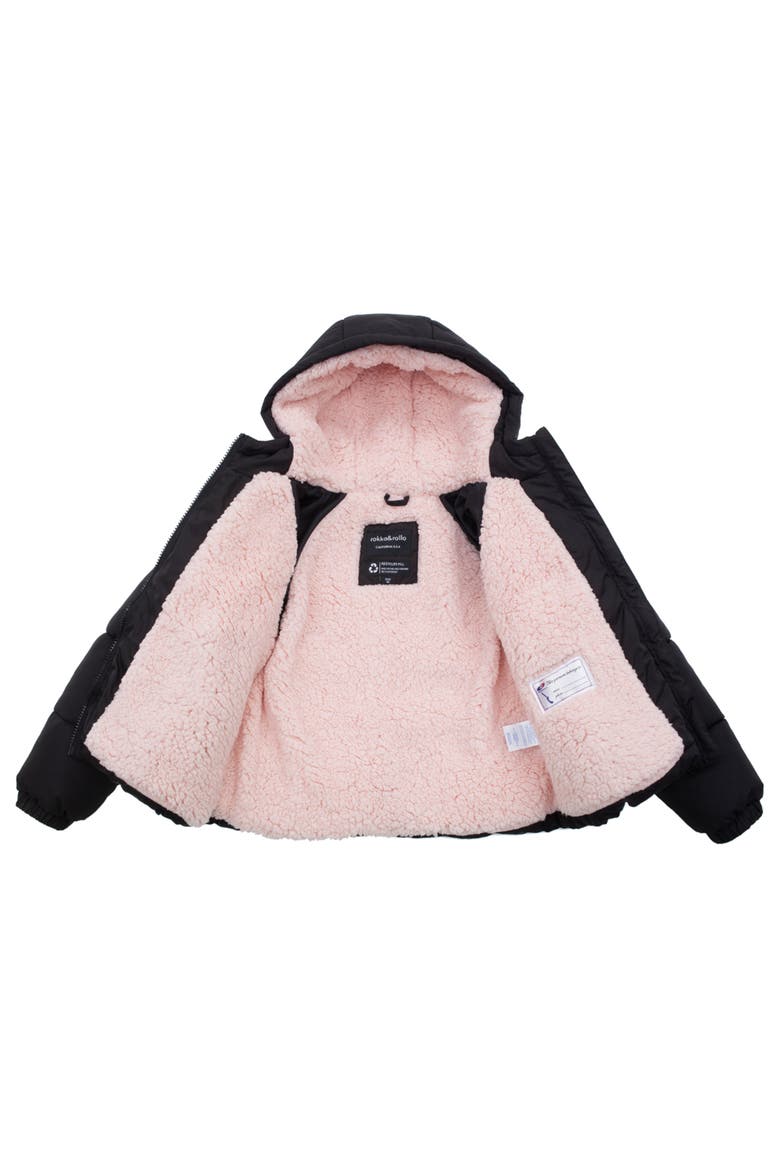 Kids' Fleece Lined Bubble Coat, Alternate, color, Rich Black