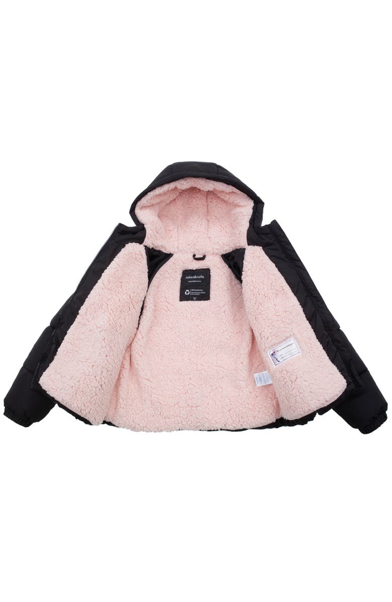 Rokka&Rolla Kids' Fleece Lined Bubble Coat, Alternate, color, Rich Black