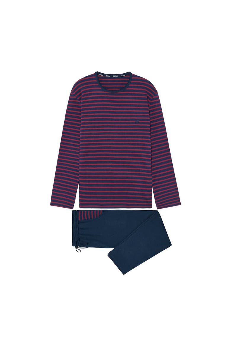 Carson Long Pajama Set, Main, color, Navy Stripes