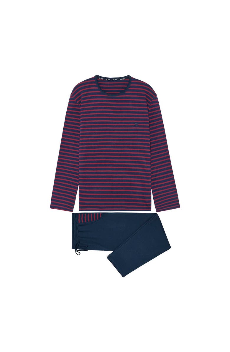 HOM Carson Long Pajama Set, Main, color, Navy Stripes