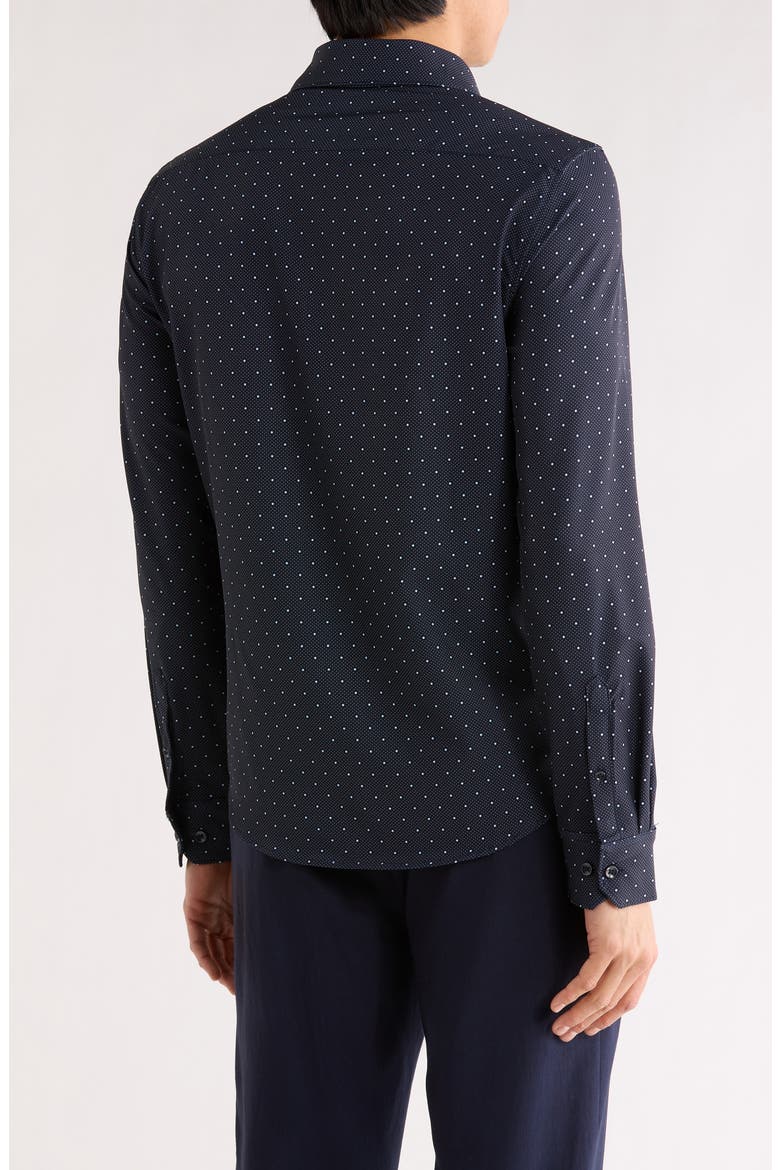 Micro Dot Tech Dress Shirt, Alternate, color, NAVY