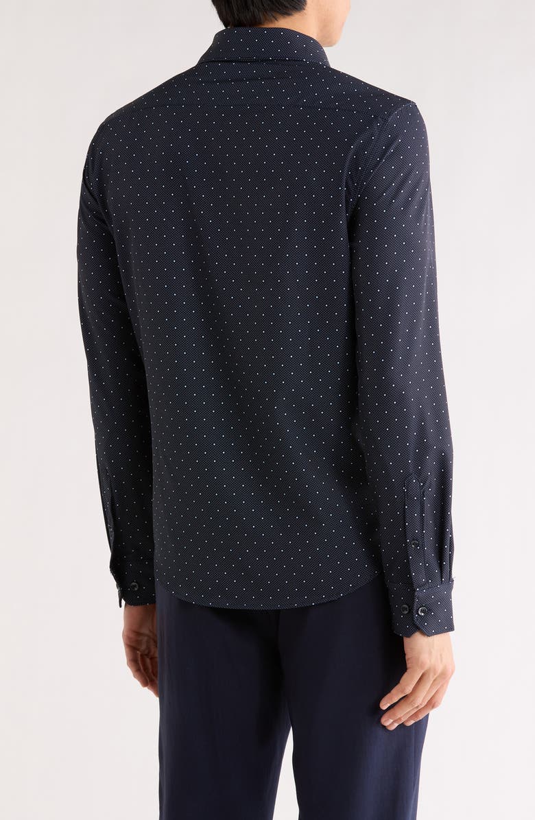 DENIM AND FLOWER Micro Dot Tech Dress Shirt, Alternate, color, Navy