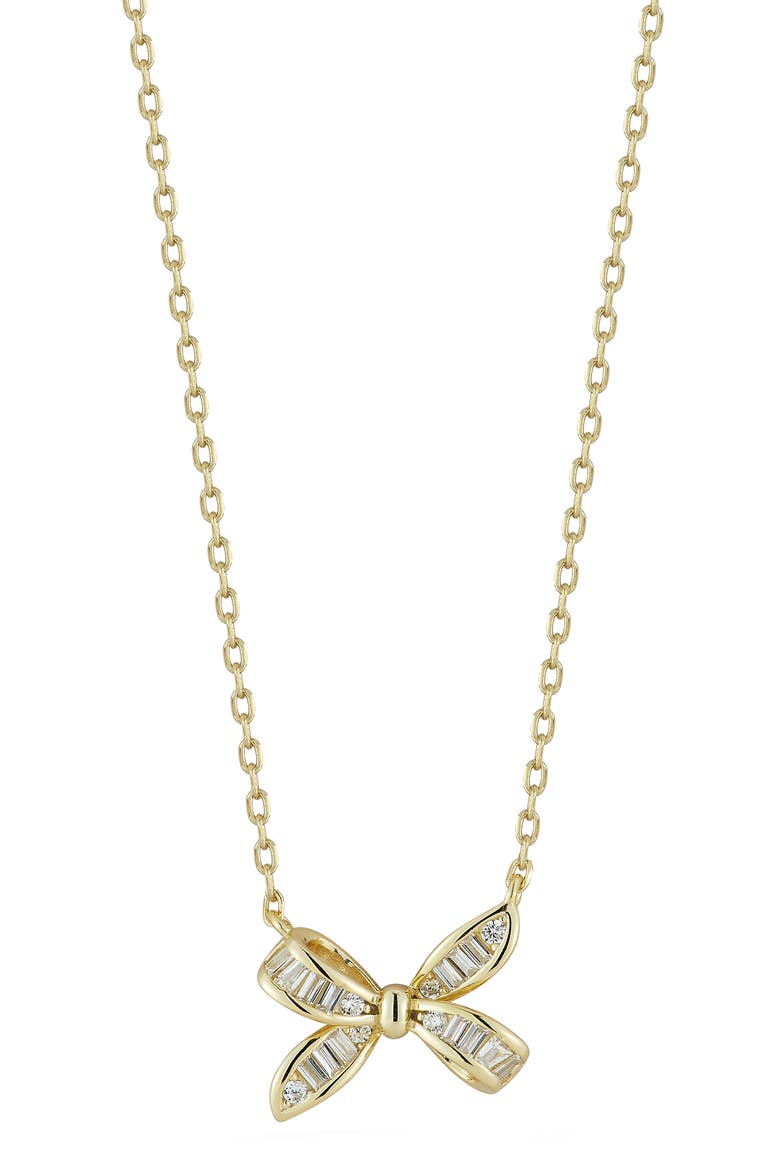Bow Pendant Necklace, Main, color, GOLD