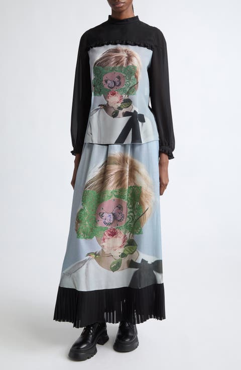 Printed Cotton Blend Skirt
