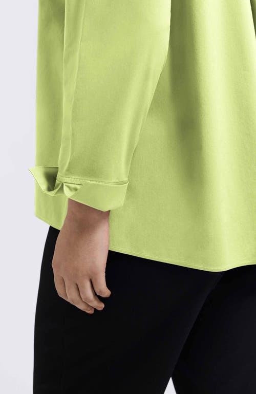 Foxcroft Agnes Smocked Cuff Blouse In Green