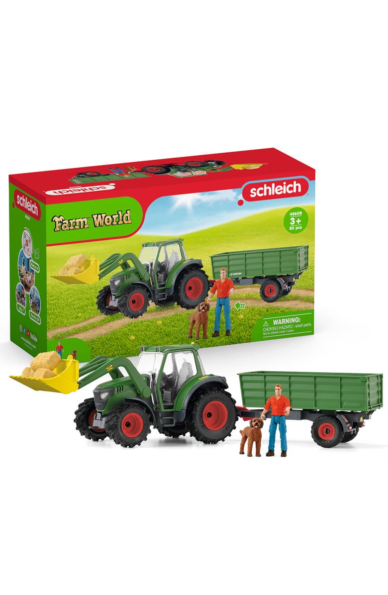 Schleich Tractor With Trailer, Farm Work Figurine Playset, Alternate, color, Multicolored