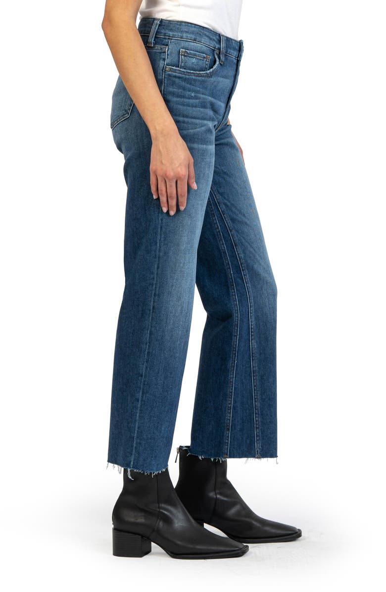 KUT from the Kloth Kelsey Fab Ab High Waist Raw Hem Ankle Flare Jeans, Alternate, color, Royal