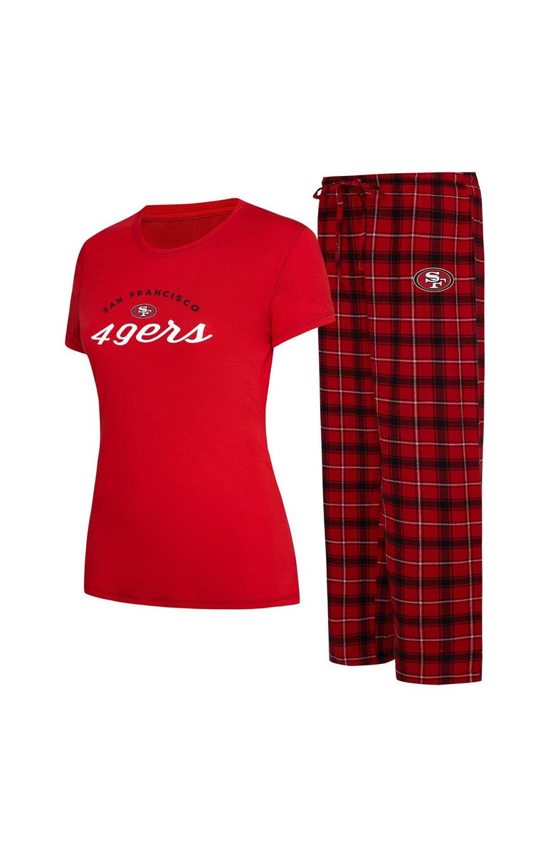 CONCEPTS SPORT Women's Concepts Sport Scarlet/Black San Francisco 49ers Arctic T-Shirt & Flannel Pants Sleep Set, Main, color, 