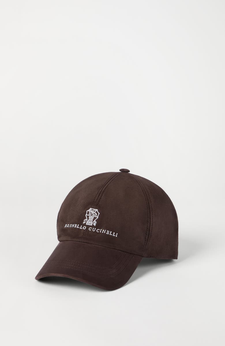 Brunello Cucinelli Suede baseball cap, Alternate, color, Coffee