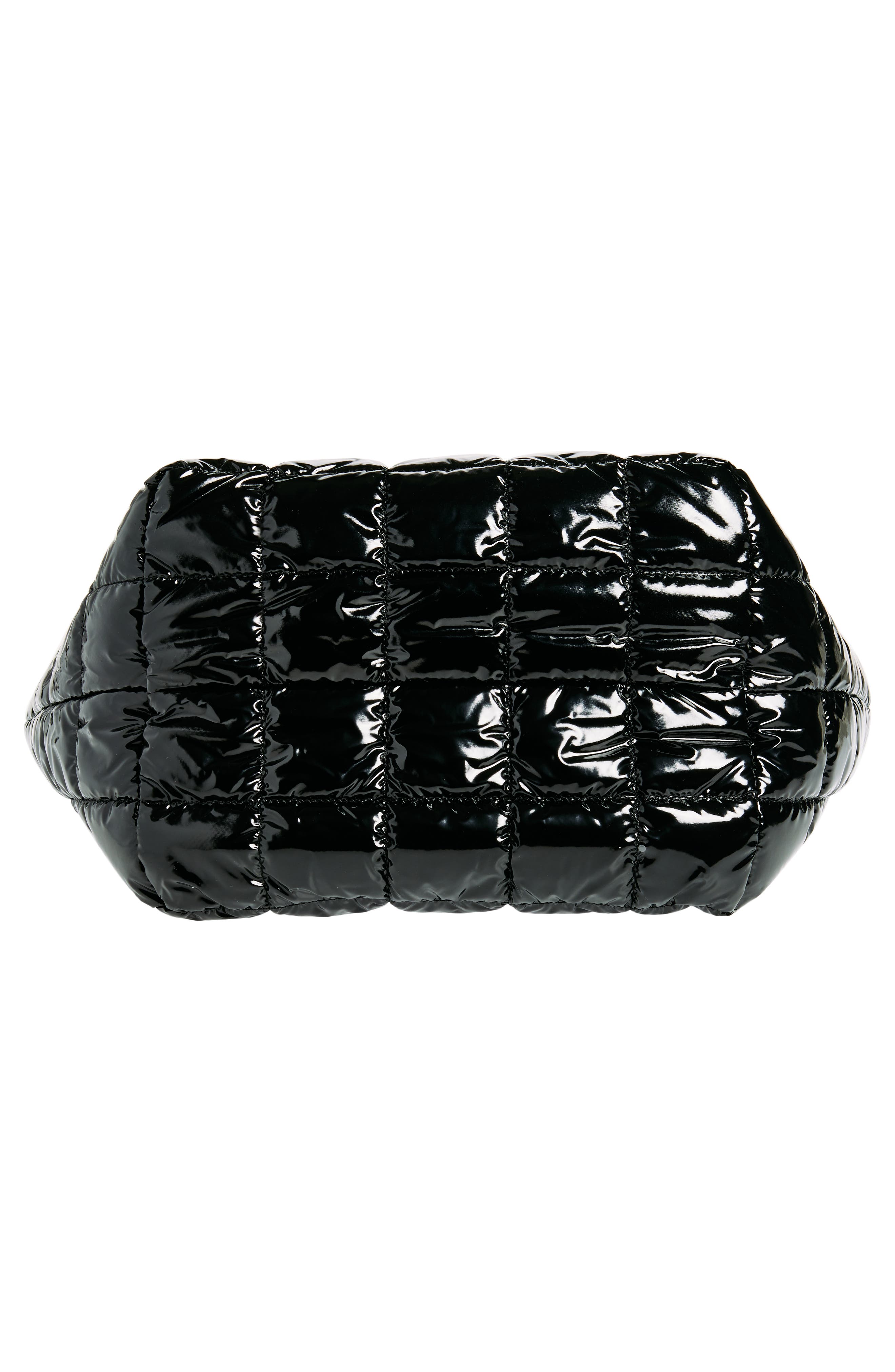 VeeCollective Medium Porter Water Repellent Quilted Recycled Nylon Tote, Alternate, color, Black Vinyl