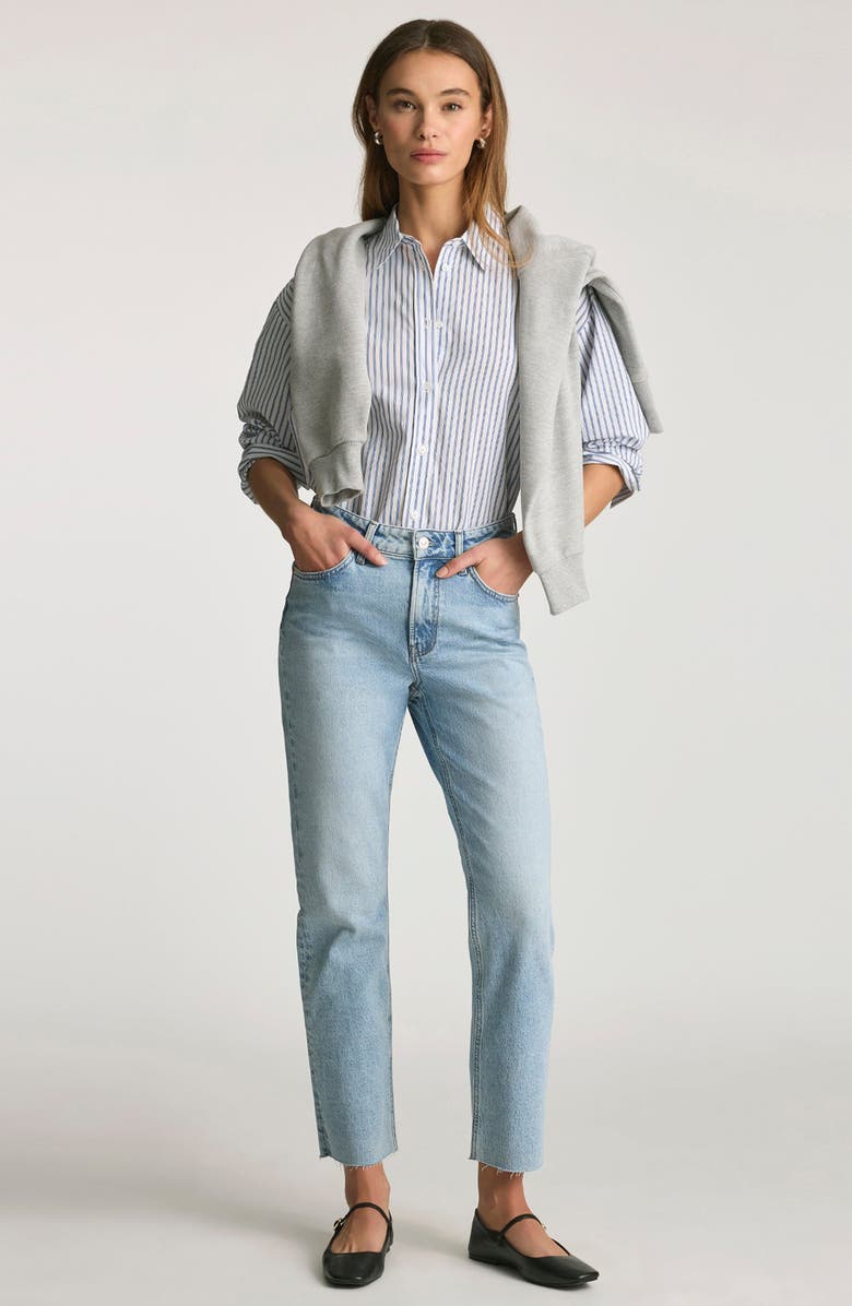 Mavi Jeans Stripe Relaxed Fit Cotton Blend Button-Up Shirt, Alternate, color, 